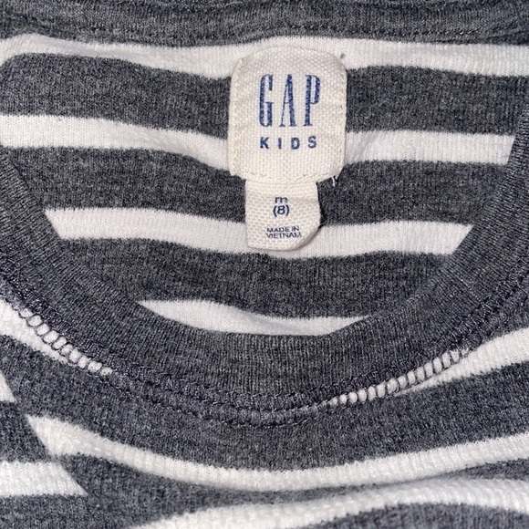 GAP Boys White/Gray Striped Long Sleeve Crewneck Sweatshirt Size M(8) - Picture 3 of 4